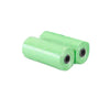 Two rolls of green unscented dog poop bags for standard dispensers.